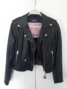 Diesel Womens Black Lambskin Leather Jacket Black Size S - Picture 1 of 9