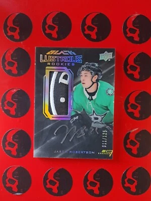2020-21 Jason Robertson UD Black Lustrous Rookies Auto /125 Jersey Patch #LPA-JR - Image 1 of 2