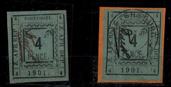 TRANSVAAL Pietersburg 1901 SG 12a P2 4 pence perfeito estado e usado R4/1 SEM PARADA DIREITA AFR - Imagem 1 de 1