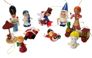 Vintage Christmas Ornament Lot of 11 Variety of Wood Hand Painted Ornaments - Picture 1 of 2
