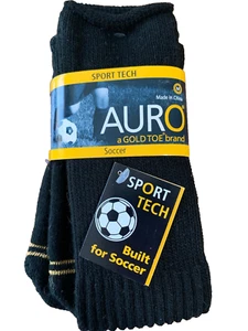 Calze da ragazzo nuove con etichette AURO marca punta oro SPORT TECH costruite per scarpa da calcio taglia 9 -2 1/2 - Foto 1 di 2