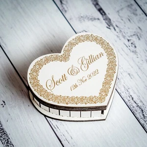 Personalised ring box - Laser cut ring box - Wedding ring box wood - Picture 1 of 11
