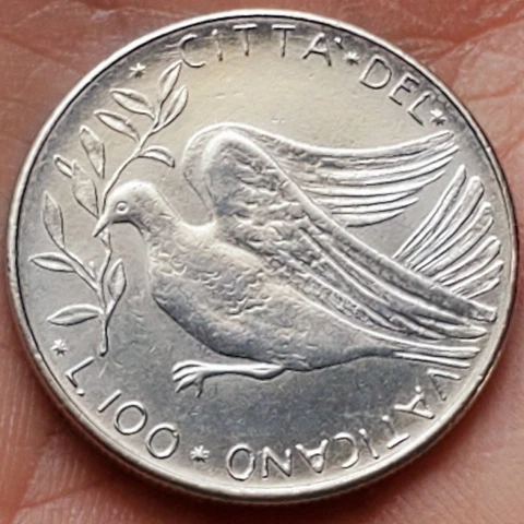 1976 Vatican City 100 Lire Dove with Olive Branch Pope John Paul VI Saint Cover