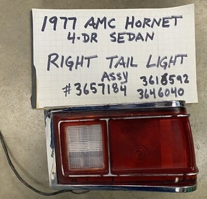 1977 AMC HORNET RIGHT TAIL LIGHT ASSEMBLY W/WIRING AND GASKET - Bild 1 von 12