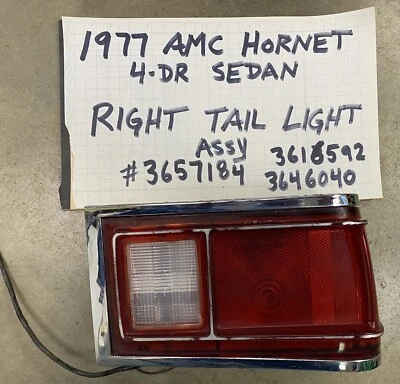 1977 AMC HORNET RIGHT TAIL LIGHT ASSEMBLY W/WIRING AND GASKET - Image 1 of 4