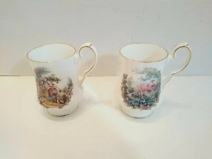Vintage viktorianische Royal Windsor Fine Bone China Teetasse Becher England Garten 2er Set - Bild 1 von 6