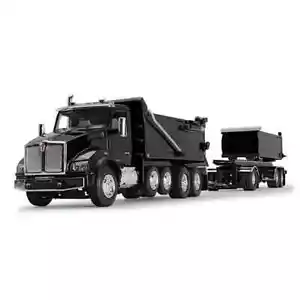 First Gear DCP 1:64 nero Kenworth T880 Rimorchio discarica canaglia e trasferimento - Foto 1 di 5