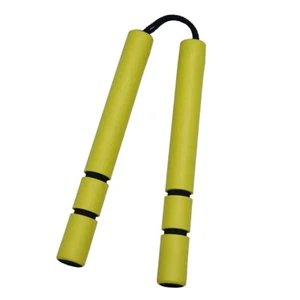 Foam Nunchaku 12 Inches Yellow Black Grip Cord Rubber Nunchuck Nunchuku Training - Picture 1 of 1