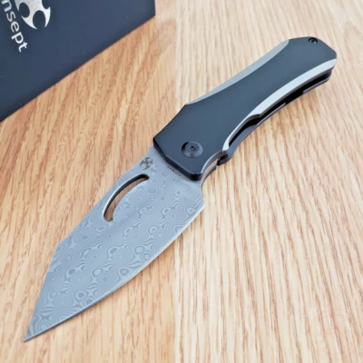 Kansept Knives Loki Frame Folding Knife 3" Damascus Steel Blade Titanium Handle - Image 1 of 4