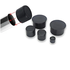 PVC Gummi Rund Kappe Schwarz Rohrkappen Stuhlbeinkappen Endkappen 6mm - 120mm - Picture 1 of 5