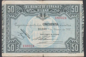 Spain  50 Pesetas 01-01-1937  VF  P. S564f,   Banknotes, Circulated - Picture 1 of 2