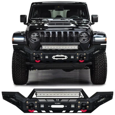 Vijay For 2020-2025 Jeep Gladiator JT Steel Front Bumper with Light and D-Rings Foto 1 de 4