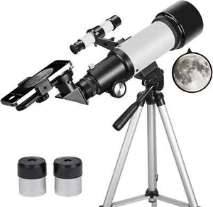 Portable Telescope Adult & Kids 70mm Aperture 400mm Refractor AZ Mount White - Picture 1 of 15