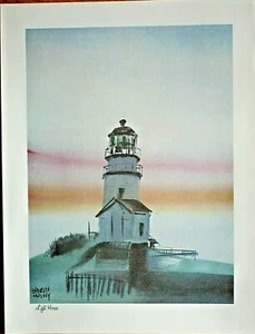 CHARLES MULVEY 'Light House' watercolor print -10" X 13" Washington Artist - Picture 1 of 1