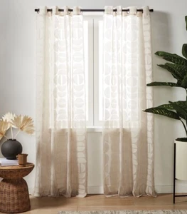 Studio 3B™ Halbrund Transparent 84" & 95" Fenstervorhang Panel in Leinen & Weiß - Bild 1 von 12