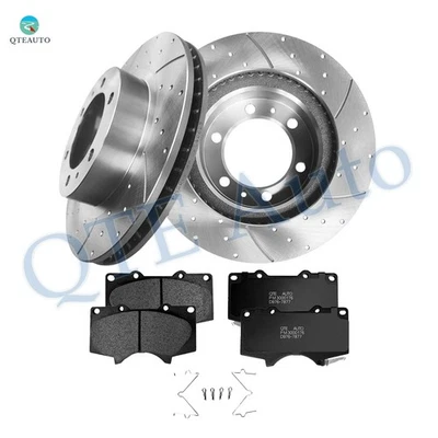 6 Front 319mm Drilled Brake Rotors-Ceramic Brake Pad To 2003-2009 Toyota 4Runner - Image 1 of 4