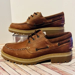 Sperry Authentic Original Lug 3 Eye Tan Brown Leather Mens 7 Boat Shoes STS25572 - Picture 1 of 8