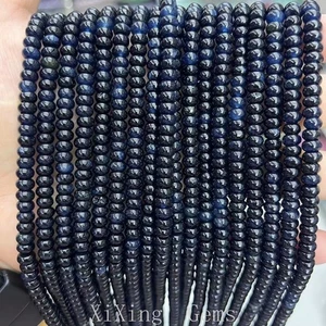 4x6 mm Hochwertig Gefärbt Dunkelblau Chalzedon Jade Rondell Scheibe Zwischenring Perlen 15 Zoll - Bild 1 von 6