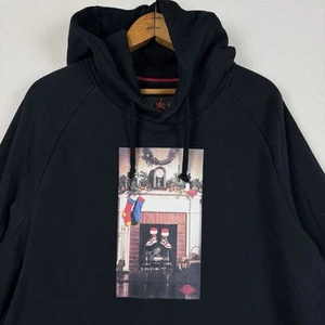 Nike Air Jordan Sweatshirt Mens XL Black Hoodie Santa Chimney Chicago 1 - Picture 1 of 16