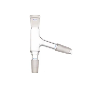 14/23 Three Way Adapter 75° Bend Glass Distillation Head Laboratory Glassware - Picture 1 of 1