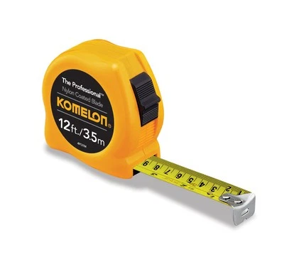 12-Foot Inch/Metric Power Tape Measure, Yellow - Professional Grade Tool - Image 1 of 4