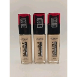 Lots of 3 LOREAL Infallible 24hr Fresh Wear Liquid Foundation 390 Snow 07/2025 - Picture 1 of 2