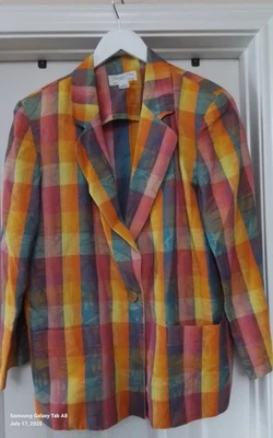 ***HALLAZGO RARO*** Blazer vintage Christian Dior arco iris a cuadros de un botón talla 14 Foto 1 de 4