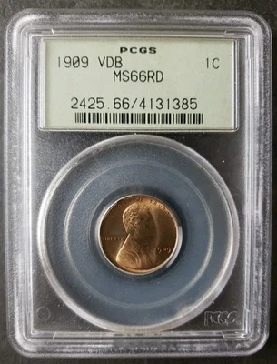 1909 V.D.B. 1c Lincoln Wheat Cent PCGS MS66 RD - Image 1 of 4