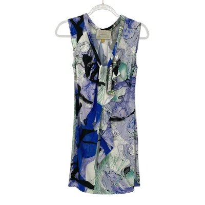 Mini vestido feminino Leifsdottir Anthropologie aquarela manga elástica XS - Imagem 1 de 4