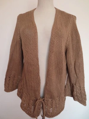 PASSPORT Sommer Jacke Strickjacke  38/40 M beige  Lochmuster weiche Baumwolle /G - Bild 1 von 4