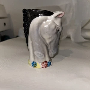 Jarrón de colección con cabeza de potro de caballo miniatura 3" Japón - Imagen 1 de 6