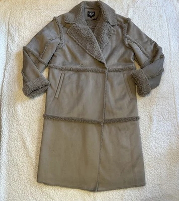 Abrigo largo Ugg RTW Takara imitación doble cara bolsillos piel de oveja gris lobo talla XS Foto 1 de 4