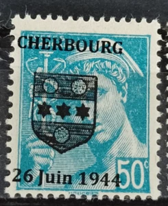 Local France 1944 Liberation overprint Cherbourg MNH - Picture 1 of 1