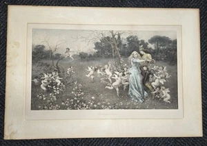 Chromolithograph "Un Reve d'Amour" ("A Dream of Love") by Francesco Vinea 1897 - Picture 1 of 14