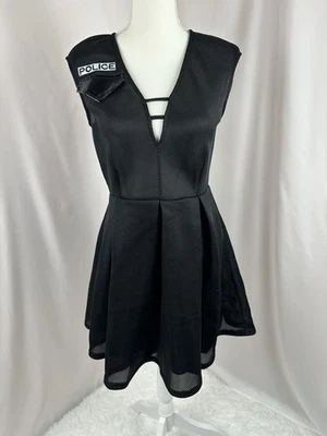 Vestido Disfraz Starline Negro Moda Policía Calce y Acampanado Talla Grande Foto 1 de 4