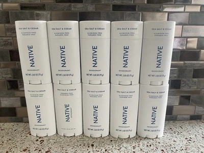 Lote de 10 desodorantes sólidos de sal marina y cedro nativos 2,65 OZ sin abrir Foto 1 de 2