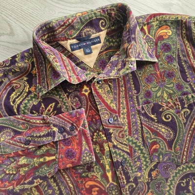 Tommy Hilfiger Paisley Button Down Shirt Men’s Large Y2K Preppy Vintage Print - Image 1 of 4