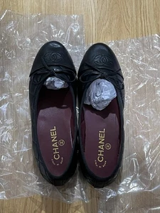 CHANEL Black Quilted Ballet Flats Size 39 - Picture 1 of 6
