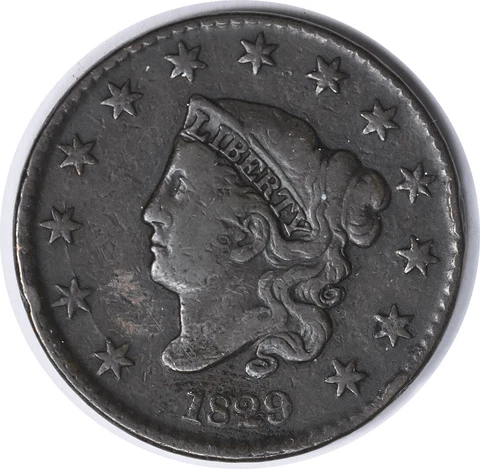 1829 Large Cent Medium Letters N-3 F Uncertified #101 Cover