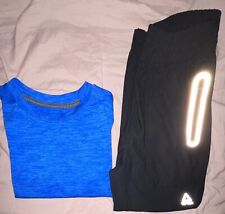 Reebok Boys Black/blue SS Elastic Waist Athletic T Shirt Joggers Pants Set Sz4/5