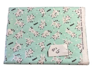Mint Green Fabric With Cute Cat Print By Camelot Design Studio 30" X 42" Cotton - Picture 1 of 6