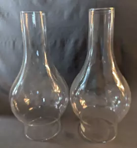 Antikes Paar 12" große Öl Petroleumlampe Glas Schornstein 4" FITTER Eisenbahn - Bild 1 von 7