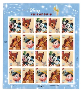 THE ART OF DISNEY FRIENDSHIP USPS FOREVER STAMPS SHEET MINT 2003? MICKEY BAMBI - Picture 1 of 2