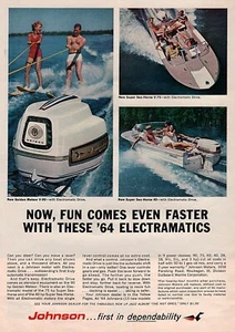 1964 Johnson Outboard Motor Sea Horse Golden Meteor Original Color Ad - Picture 1 of 1