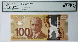 2011 CANADA $100 DOLLAR BILL - LEGACY CERTIFIED 67PPQ - BANKNOTE - Picture 1 of 5