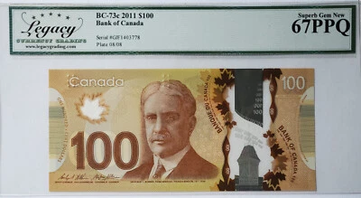 2011 CANADA $100 DOLLAR BILL - LEGACY CERTIFIED 67PPQ - BANKNOTE - Image 1 of 4
