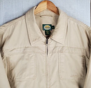 CABELAS Size LT Large Tall Mens Khaki Cotton Full Zip Jacket Hunting Game Pouch - Picture 1 of 16