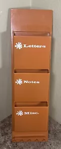 MCM Vintage Orange 3 Pocket Holder Plastic Letters Notes Misc. Key Fesco 6221 - Picture 1 of 12