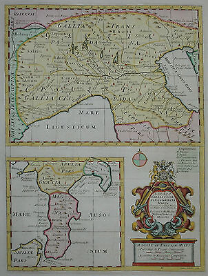 A New Map Of Gallia Cisalpina & Graecia Magna - E. Wells 1700 - Römisches Reich  • 325€