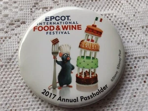 DISNEY EPCOT INTERNATIONAL FOOD & WINE FESTIVAL 2017 ANNUAL PASSHOLDER BUTTON - Picture 1 of 3